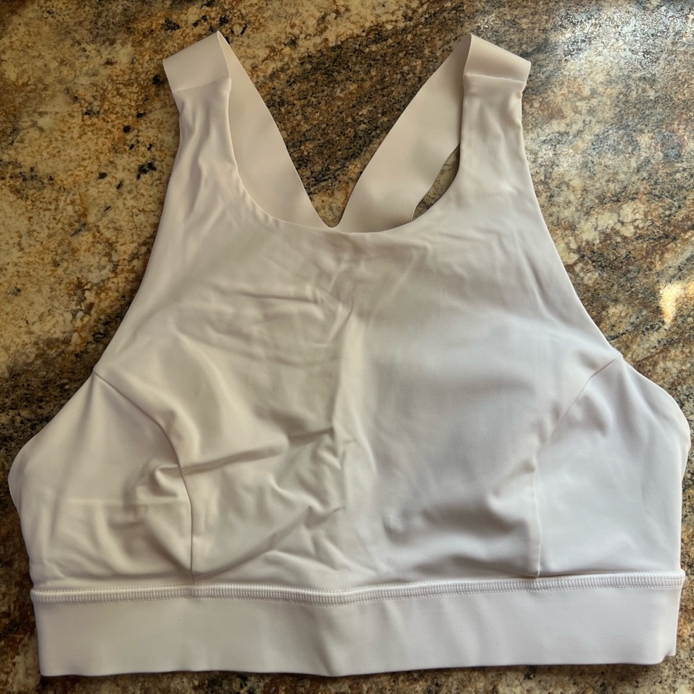 Women's white Sports Bra - nulux high neck